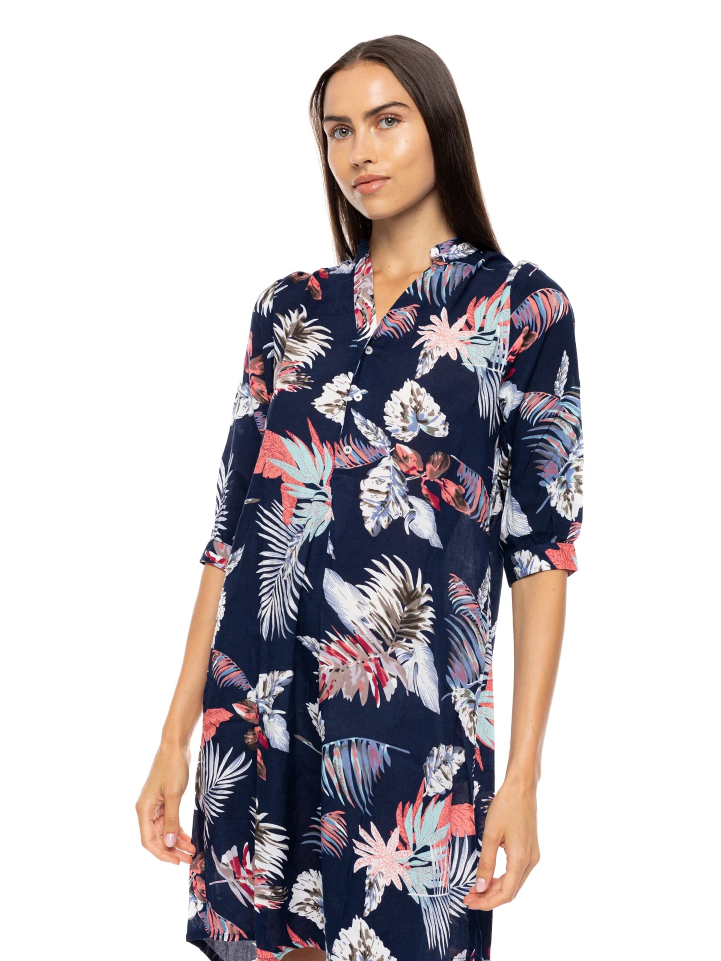Pink Label Zomerjurk 'BEACHWEAR TROPICAL' in Blauw: voorkant