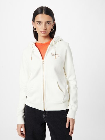 Superdry Zip-Up Hoodie 'Essential' in White: front