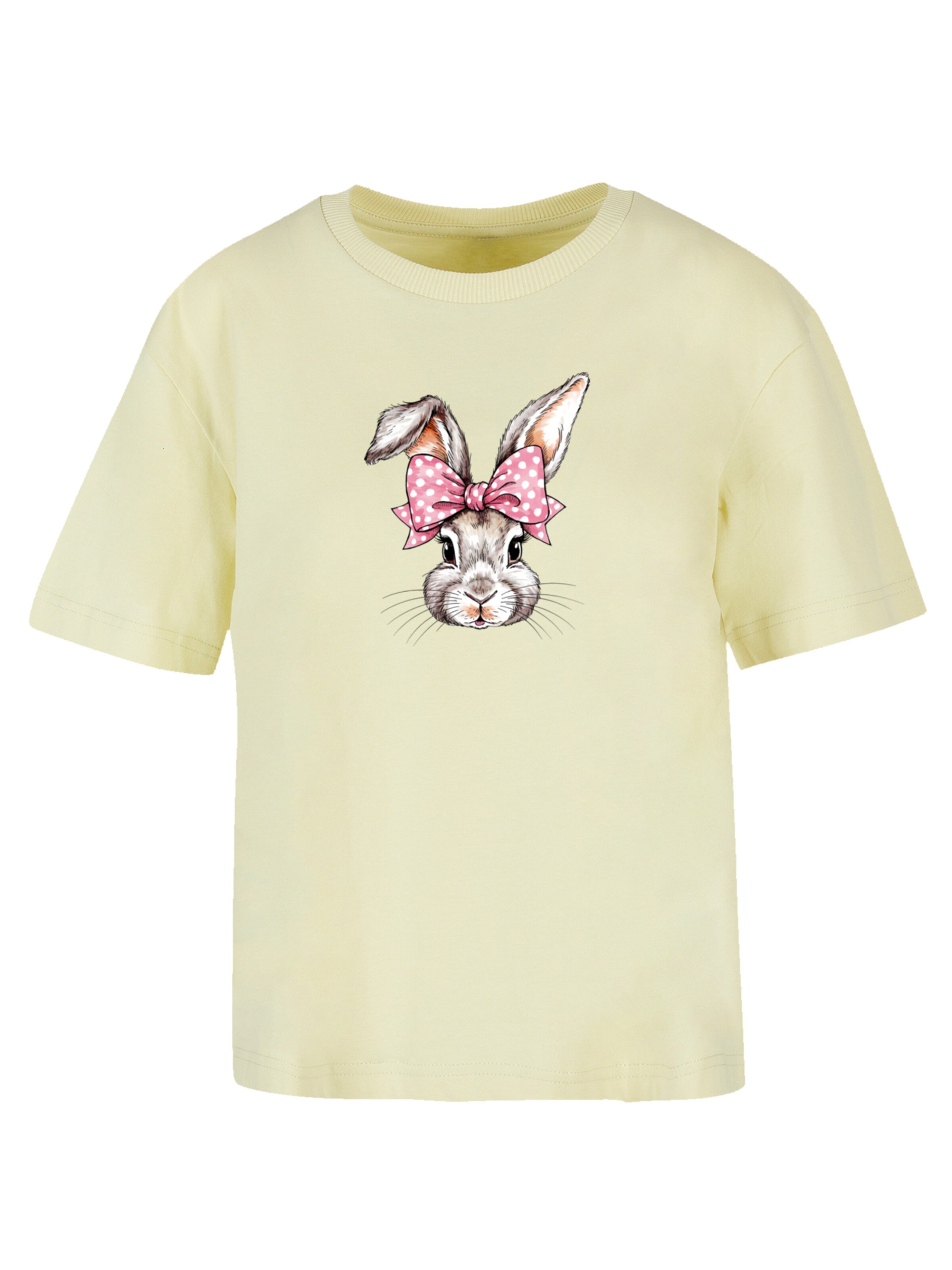 F4NT4STIC Shirt 'Niedlicher Hase mit Schleife' in Geel: voorkant