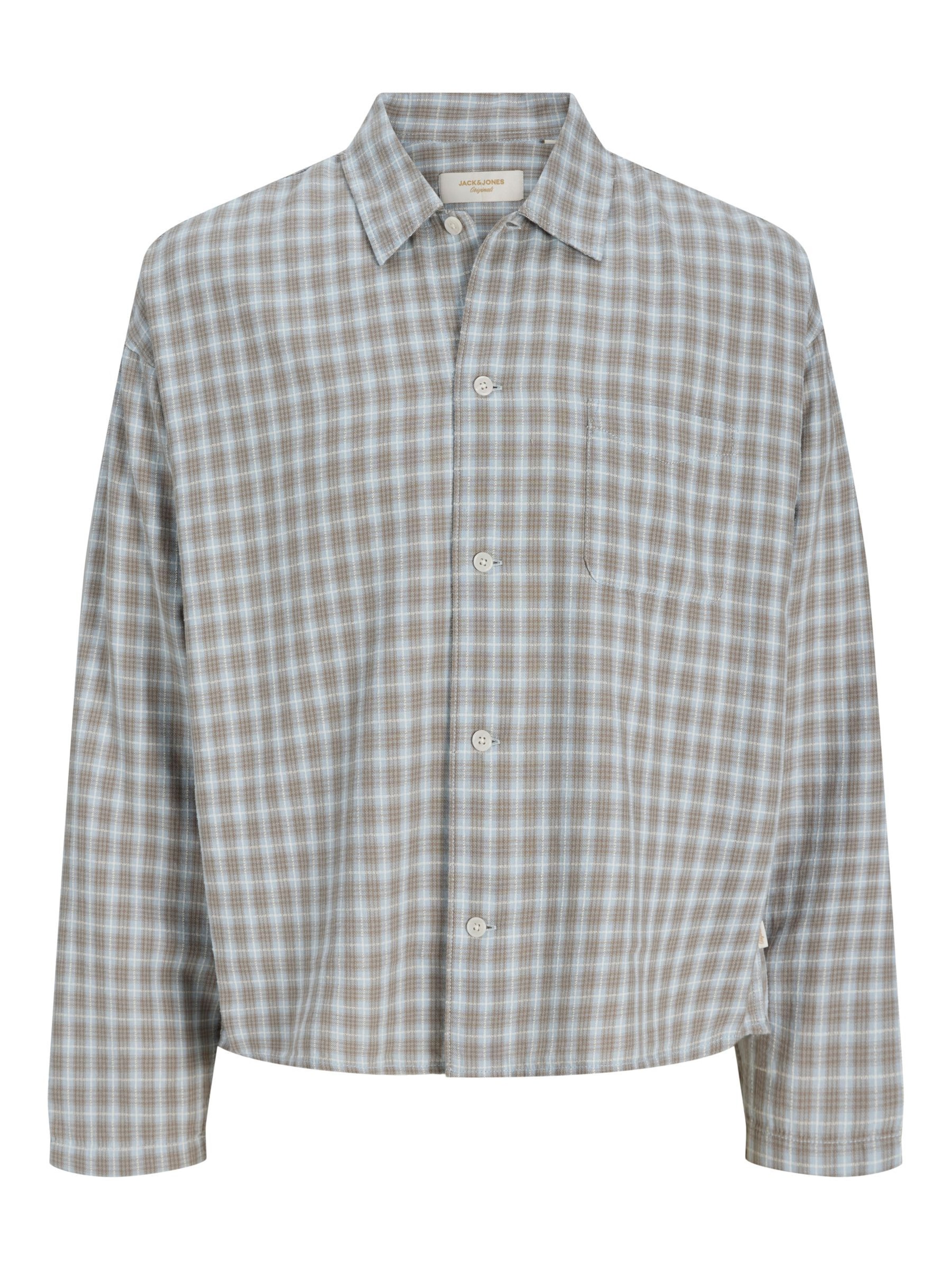 Jack & Jones Junior Overhemd in 128 in de kleur Lichtblauw / Kaki / Wit, Productweergave