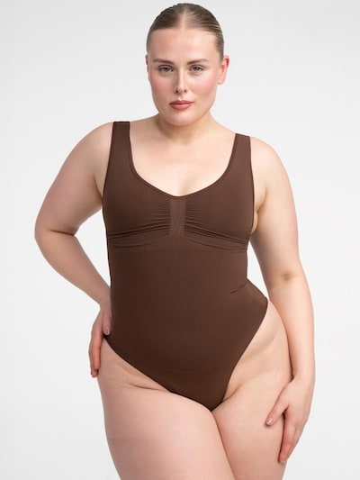 cfab (formerly creamy fabrics) Shapingbody 'Tank Bodysuit Sculpting Shapewear mit String' in XS in de kleur Bruin, Productweergave
