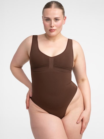 Body modelant 'Tank Bodysuit Sculpting Shapewear mit String' cfab (formerly creamy fabrics) en marron : devant