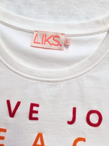 LIKS. Munich Koszulka 'Tshirt mit Statement Flockprint - PhilineC' w kolorze biały
