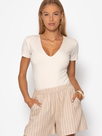 SASSYCLASSY Shirt bodysuit in Beige: front