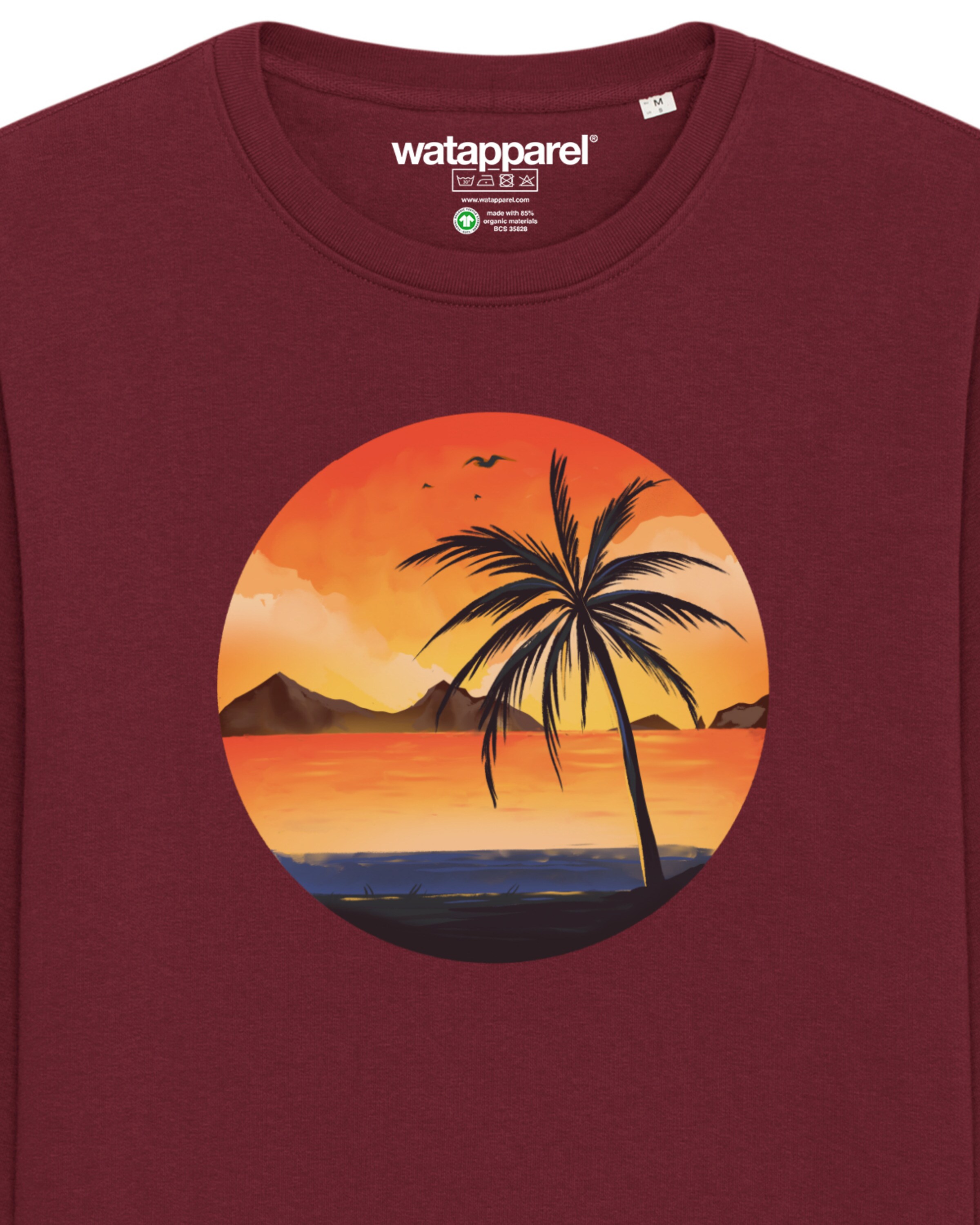 Watapparel Sweatshirt ' Sunset on palm beach ' in Rood