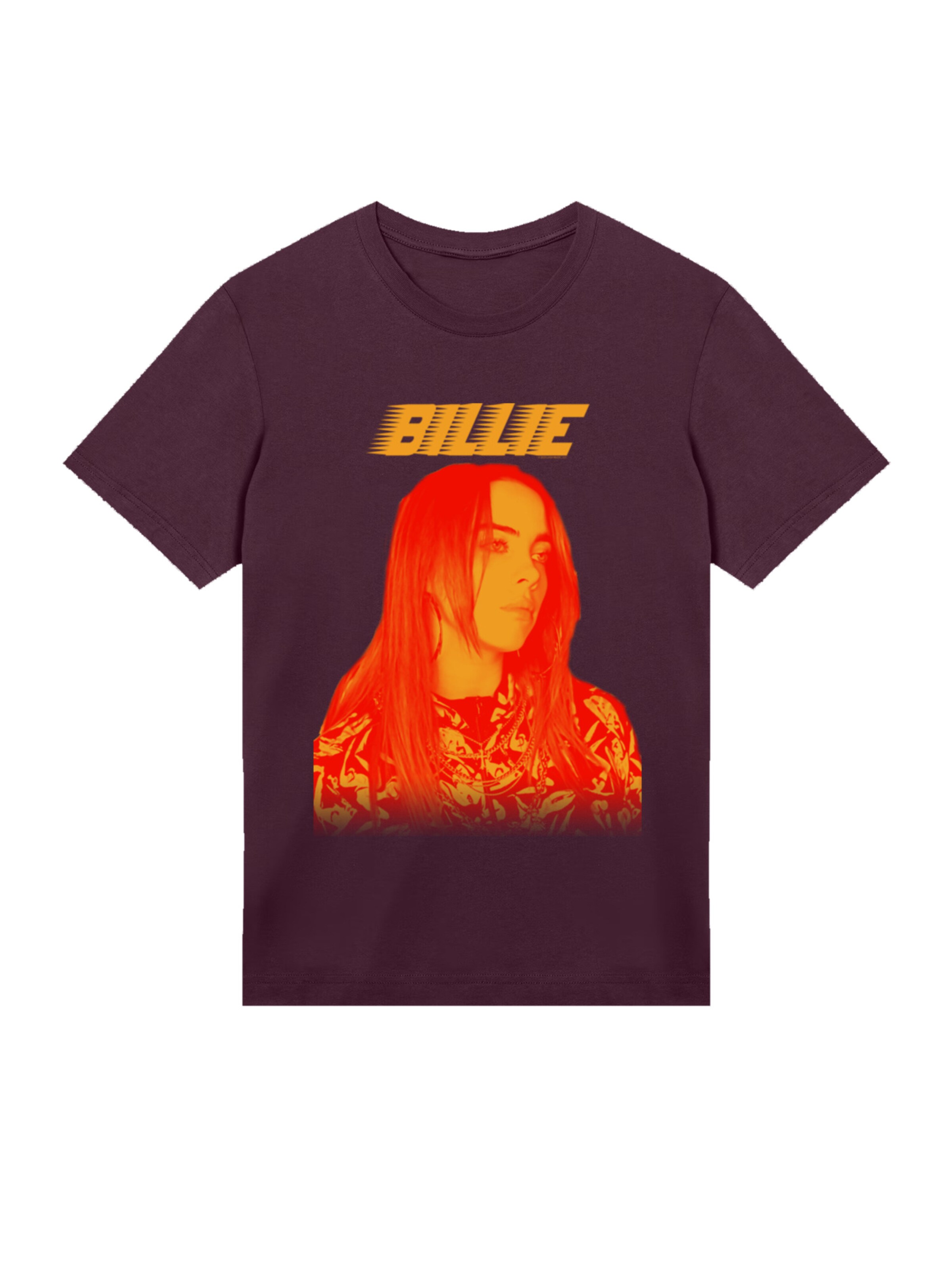 F4NT4STIC Shirt 'Billie Eilish Portrait' in Bruin: voorkant