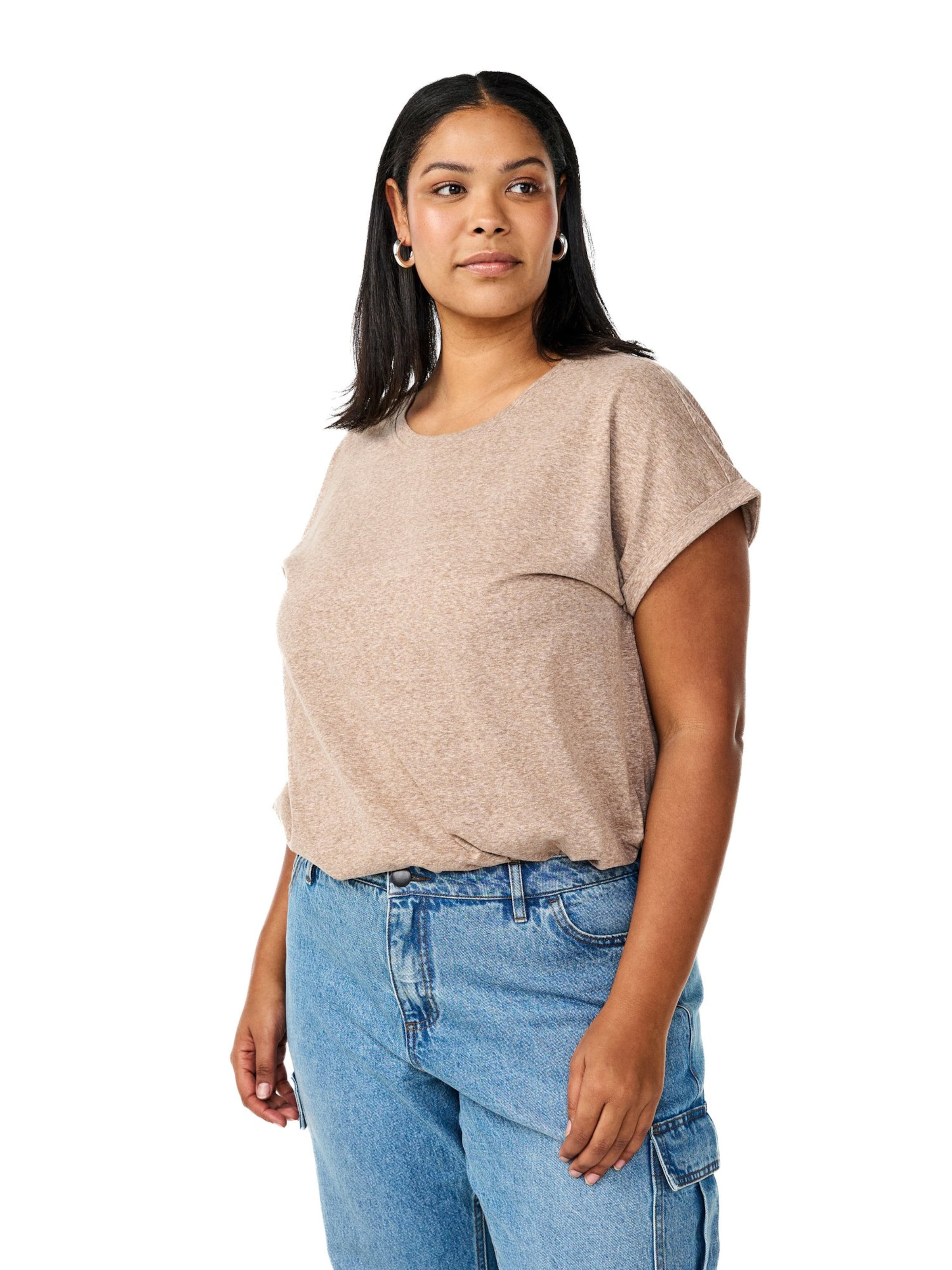 Zizzi Shirt 'Vava' in Braun