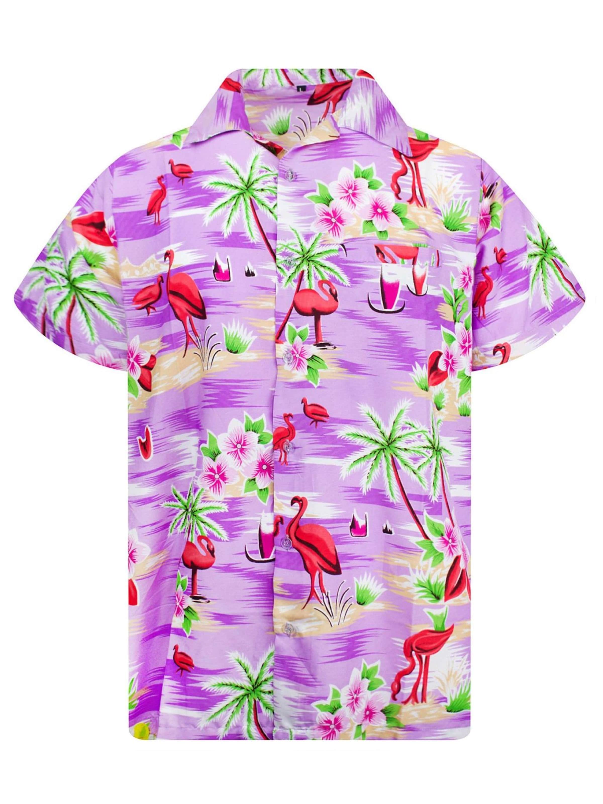 King Kameha Shirt 'Flamingos' in Purple: front