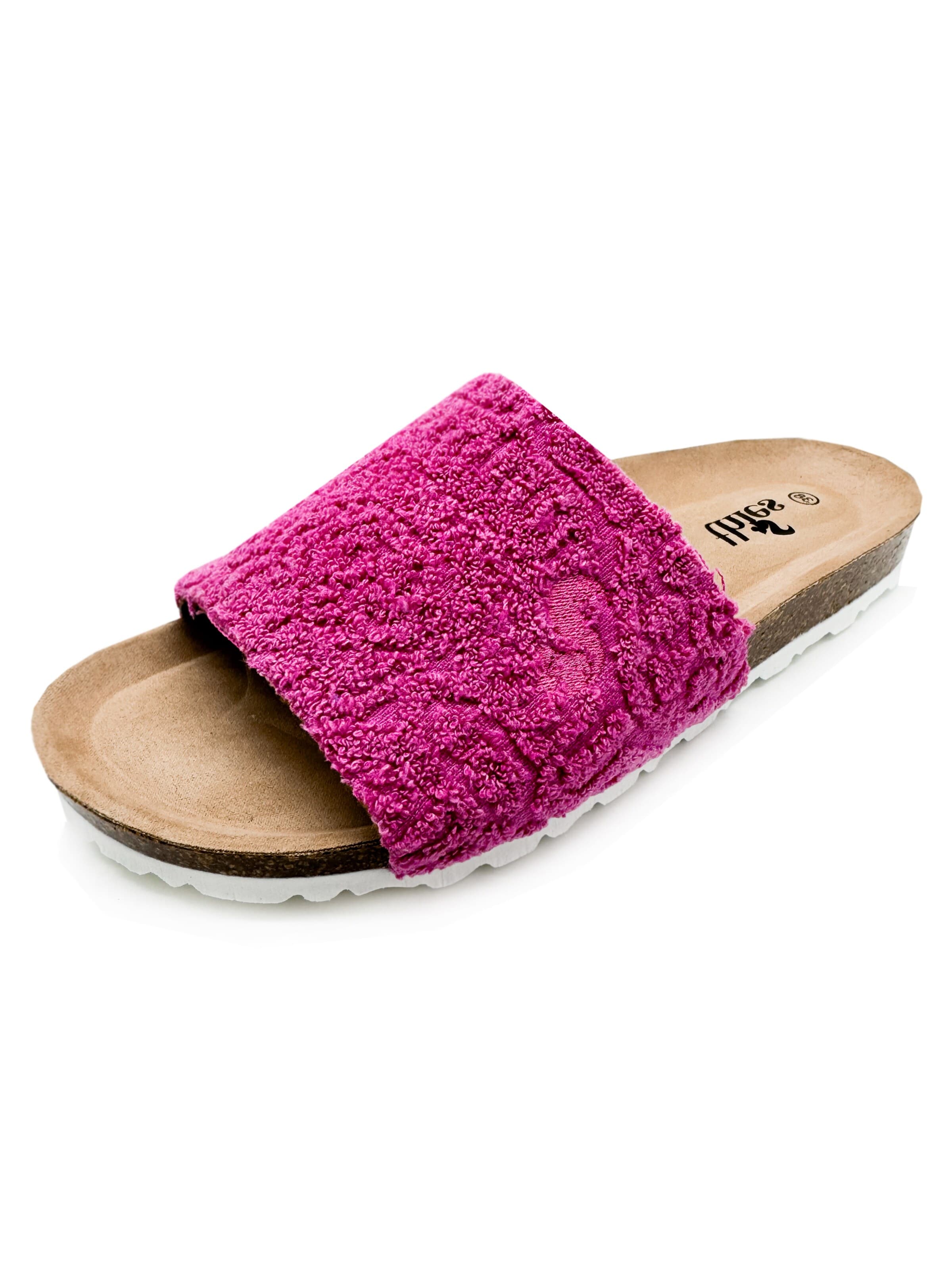 thies Mules 'thies 1856 ® Eco Terry Slide' in Purple: front
