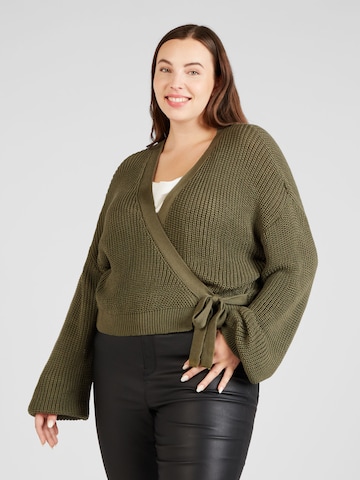 ABOUT YOU Curvy Knit Cardigan 'Selina' in Green: front