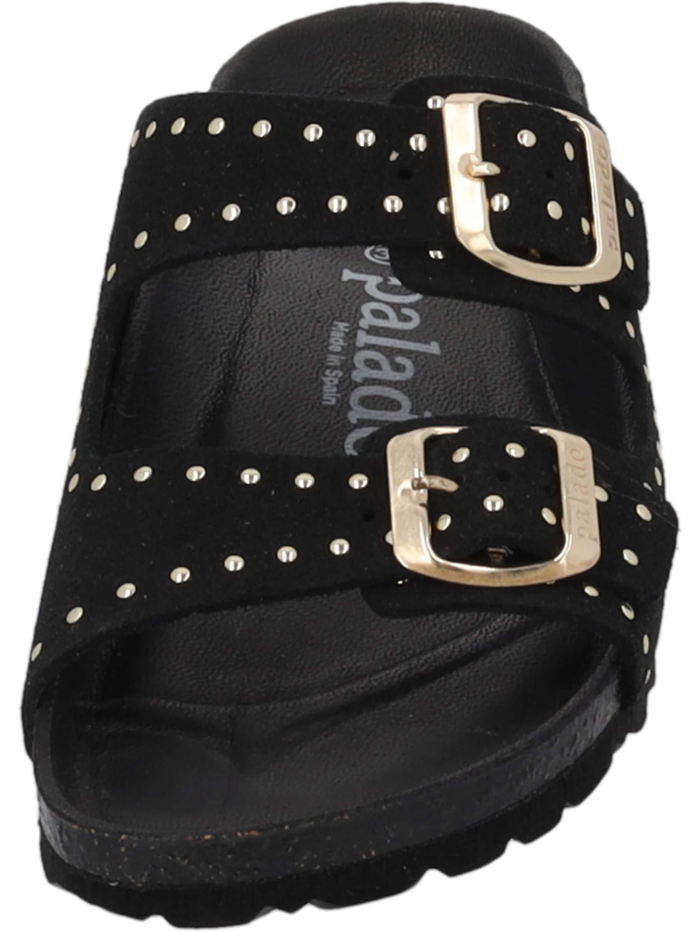 Palado Pantolette 'Palado Elaha Rivet Velours Premium Leather'‌‌‌‌‌‌ in Schwarz