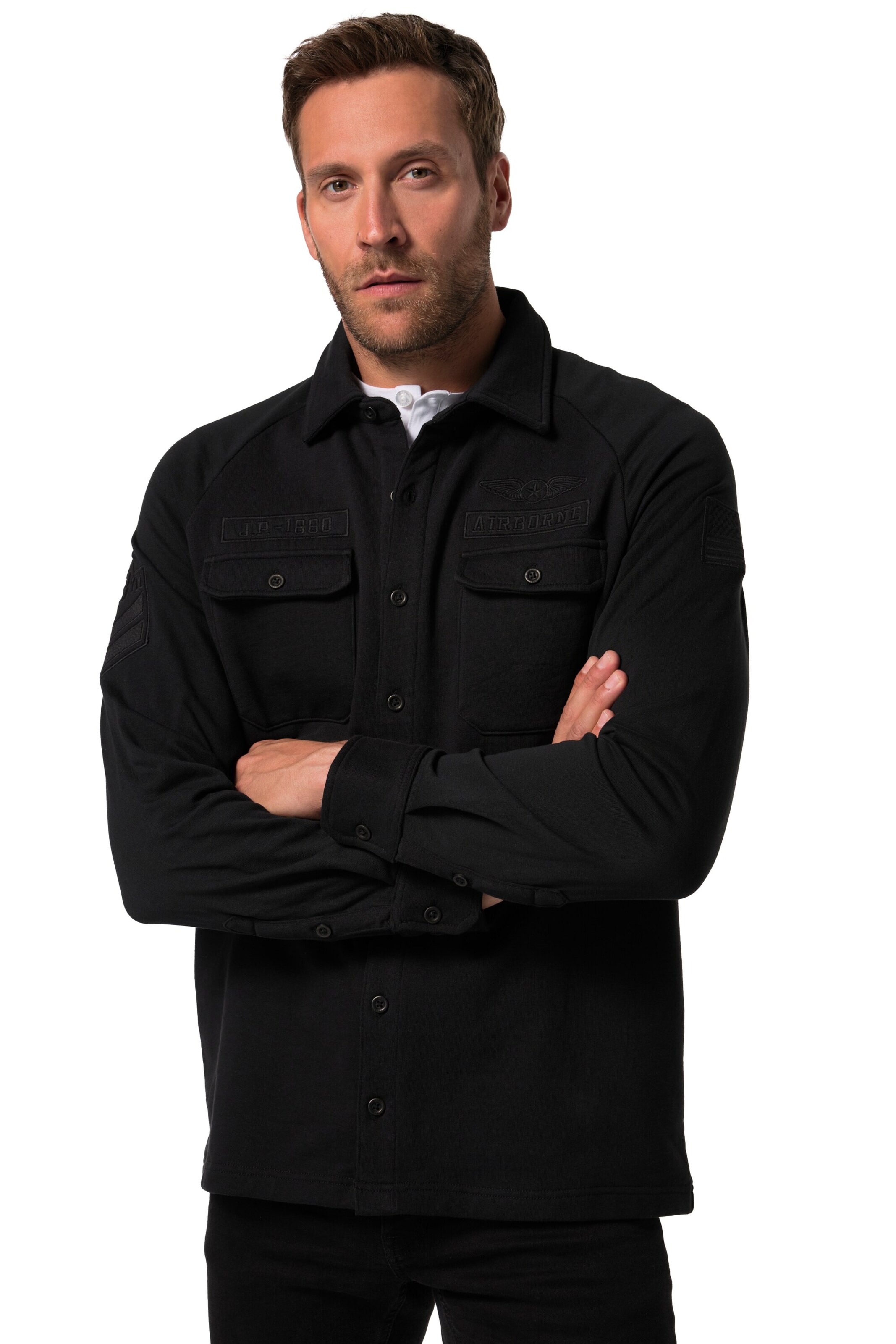JP1880 Comfort Fit Hemd in Schwarz: Vorderseite