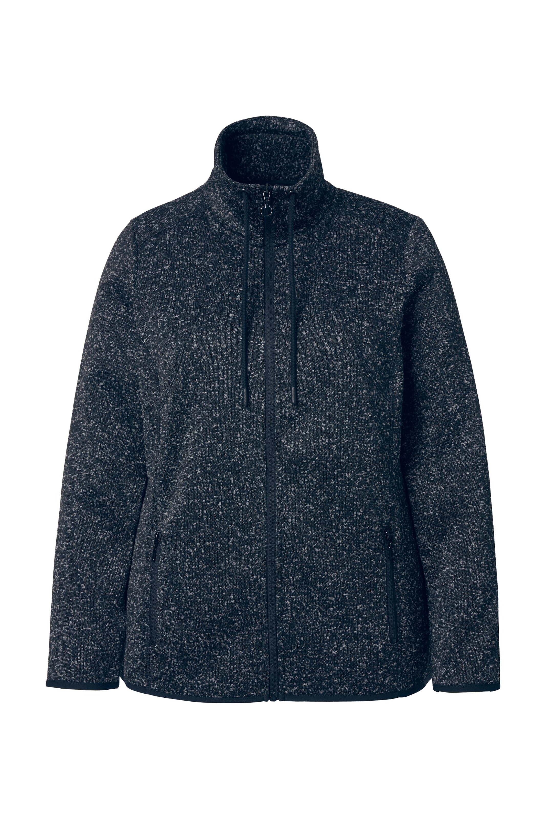Ulla Popken Fleece jas in Zwart: voorkant