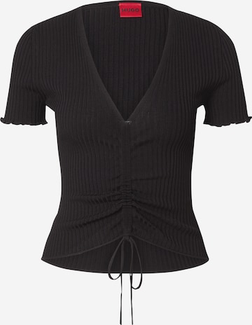 HUGO Тениска 'Slisera' в черно: отпред