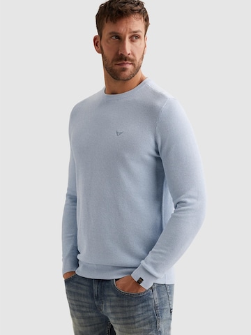 PME Legend - Jersey 'Pullover in cotton/modal with ribbed collar' en azul: frente