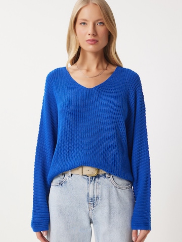Happiness İstanbul Pullover in Blau: Vorderseite