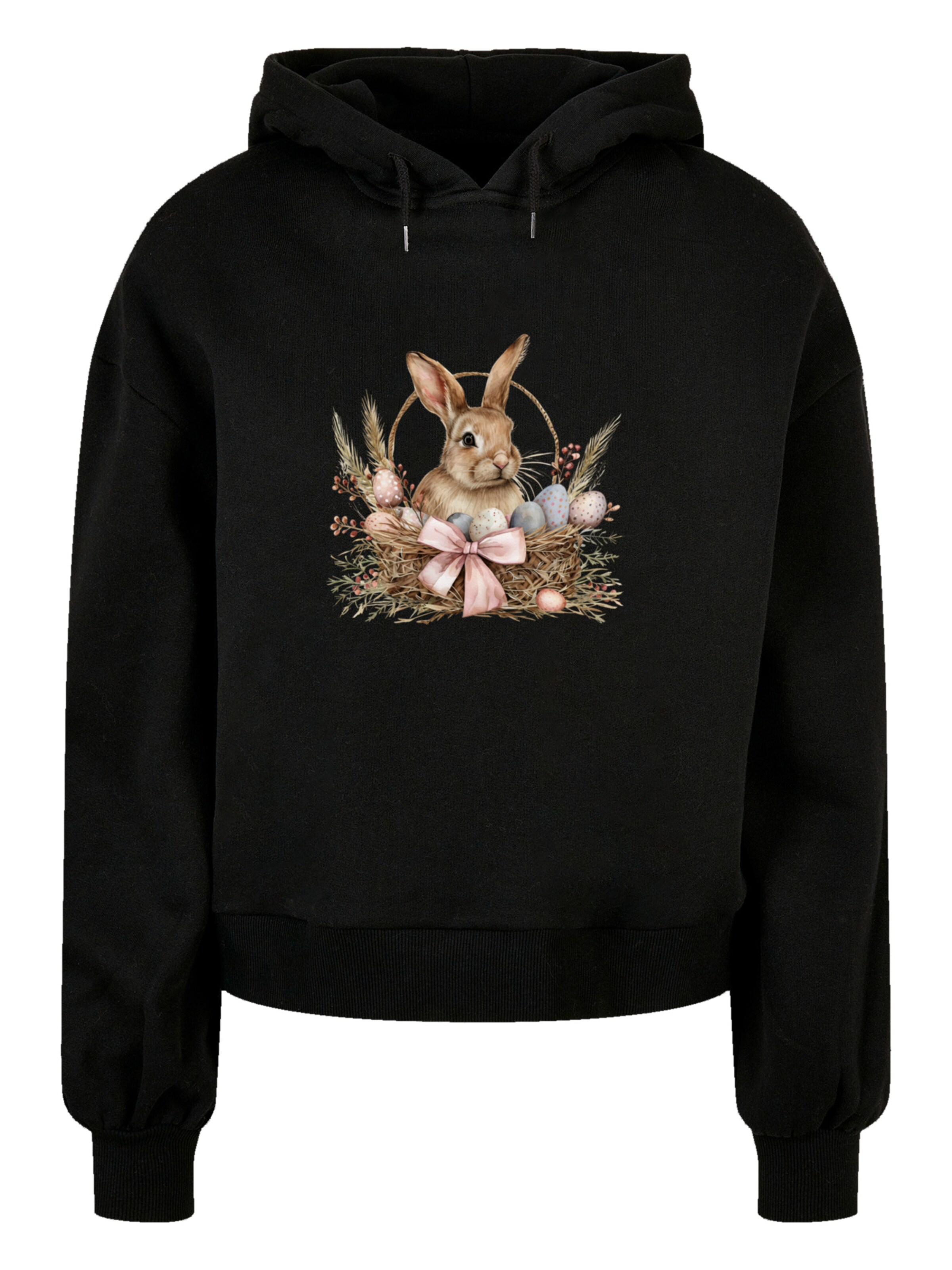 F4NT4STIC Sweatshirt 'Osterhasen Korb Dekor' in mokka / pastellpink / schwarz / weiß, Produktansicht