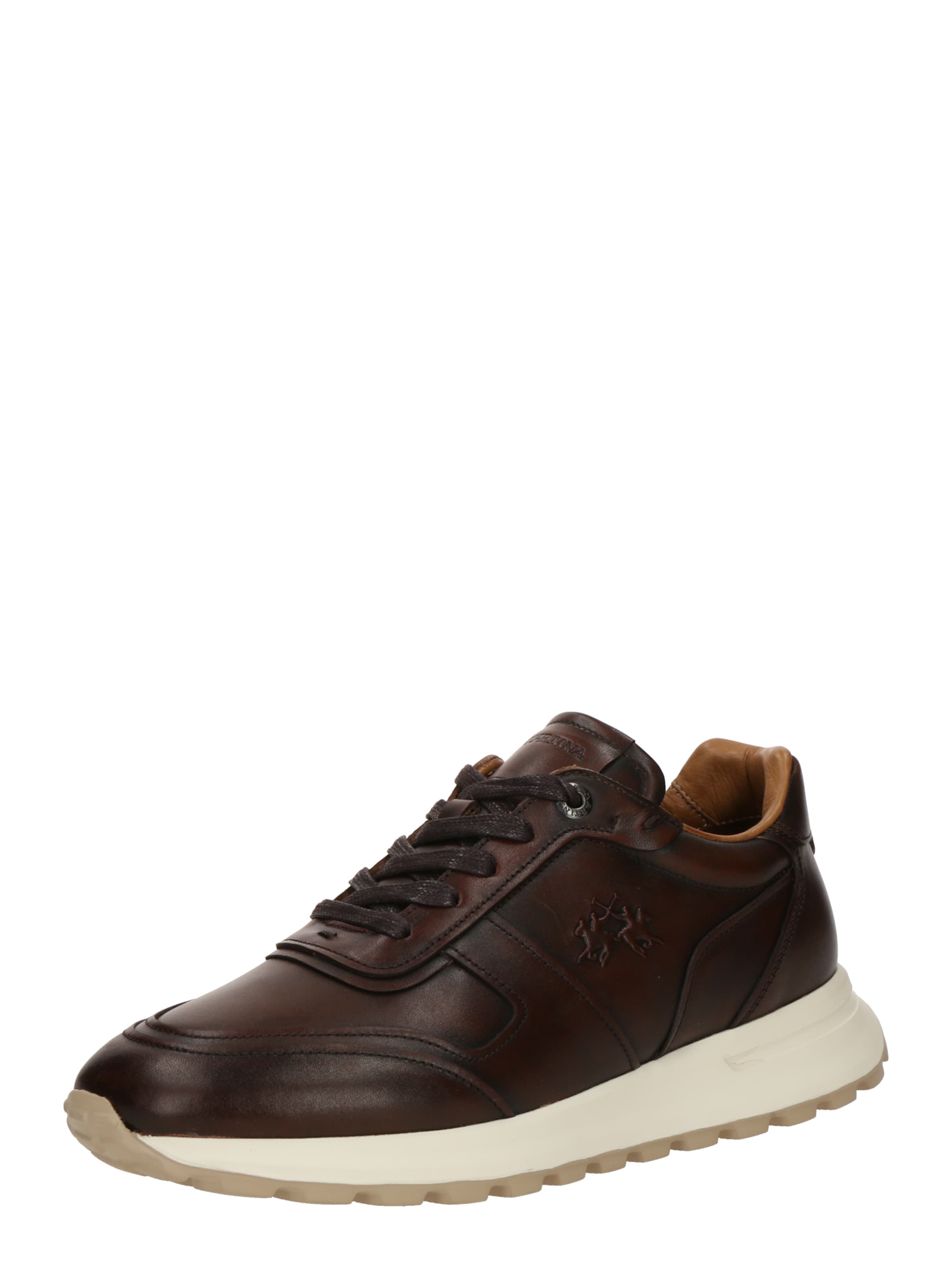 La Martina Σνίκερ χαμηλό σε καφέ: μπροστά