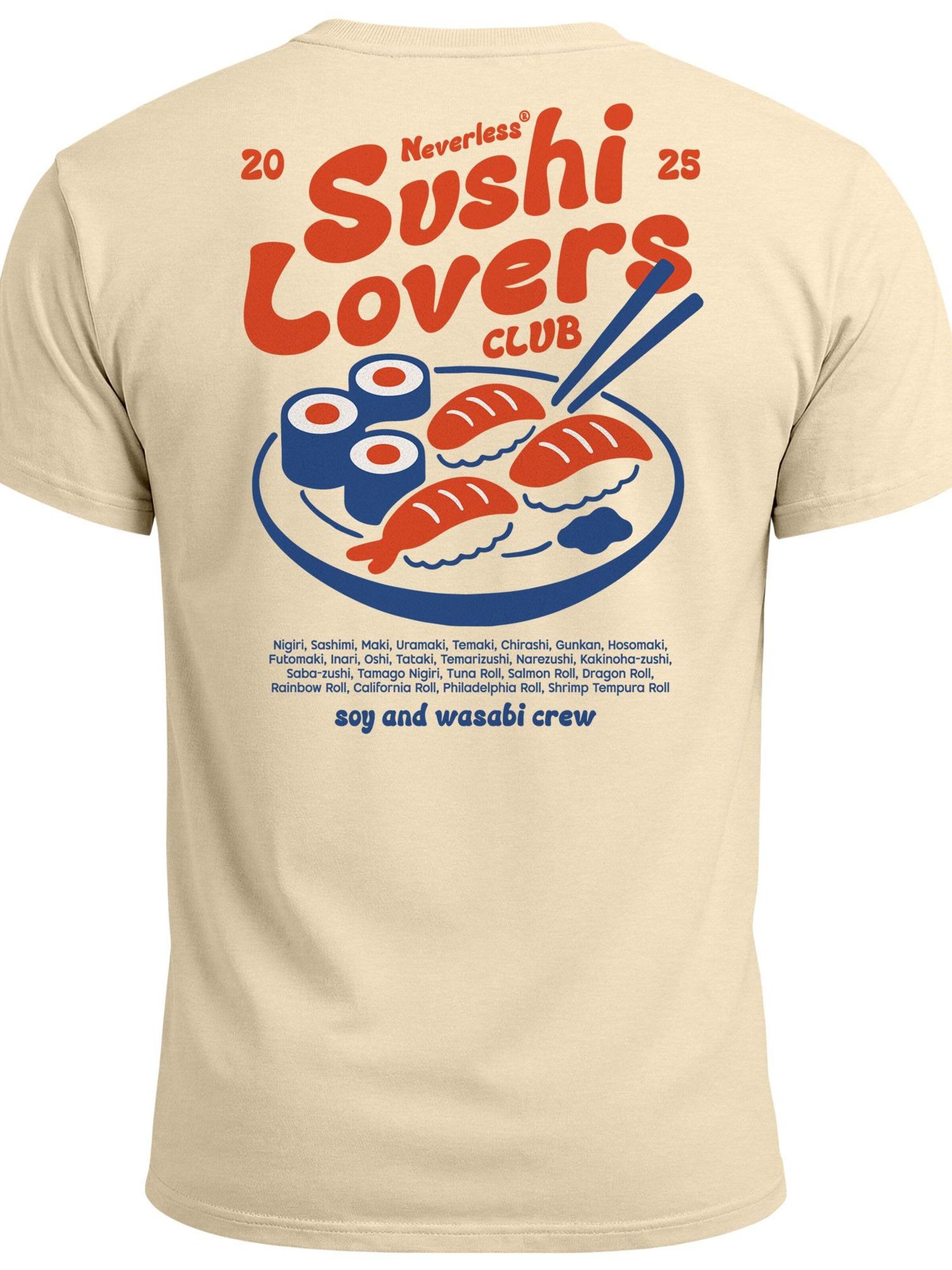 Neverless Shirt 'Sushi Lovers' in Beige