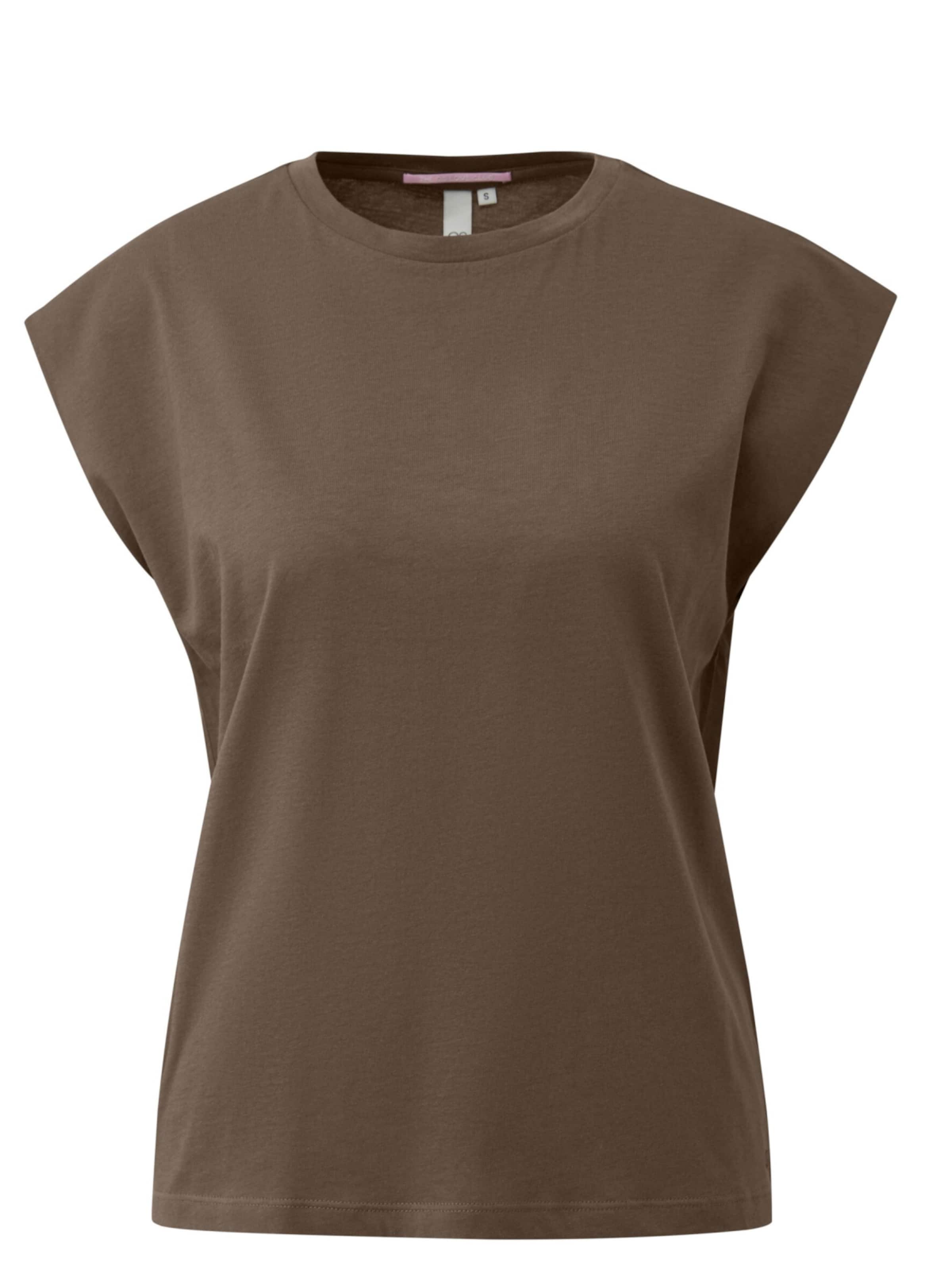 QS Shirt 'Q/S designed by - Dames t-shirt' in Bruin: voorkant