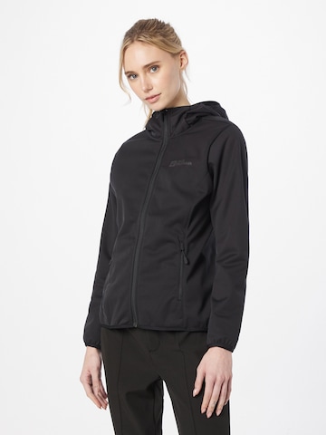 JACK WOLFSKIN Outdoorjacke 'Windhain' in Schwarz: predná strana