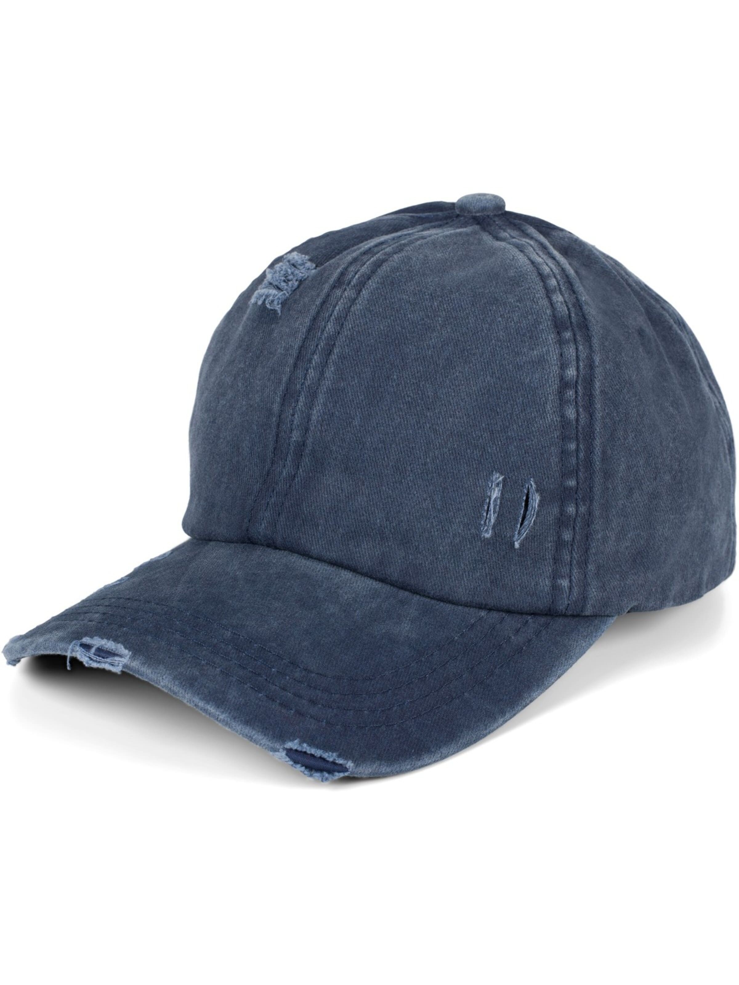 styleBREAKER Cap 'Ponytail Baseball Cap Used Look'‌‌‌‌ in Blau: Vorderseite