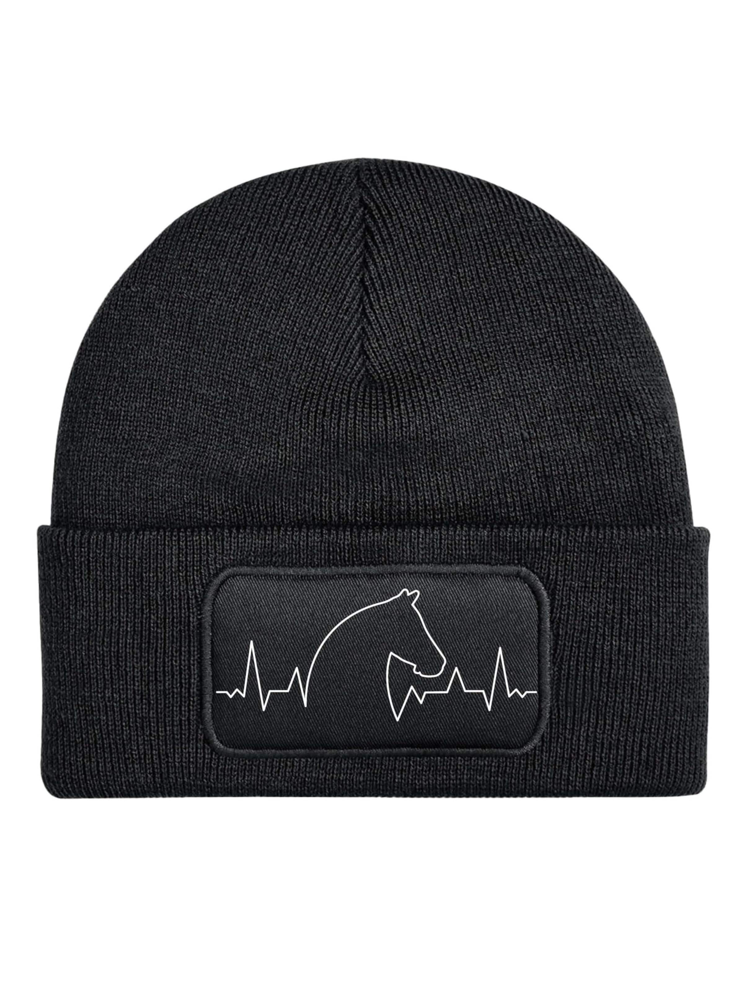 Youth Designz Beanie 'Heartbeat Pferd' in Black: front