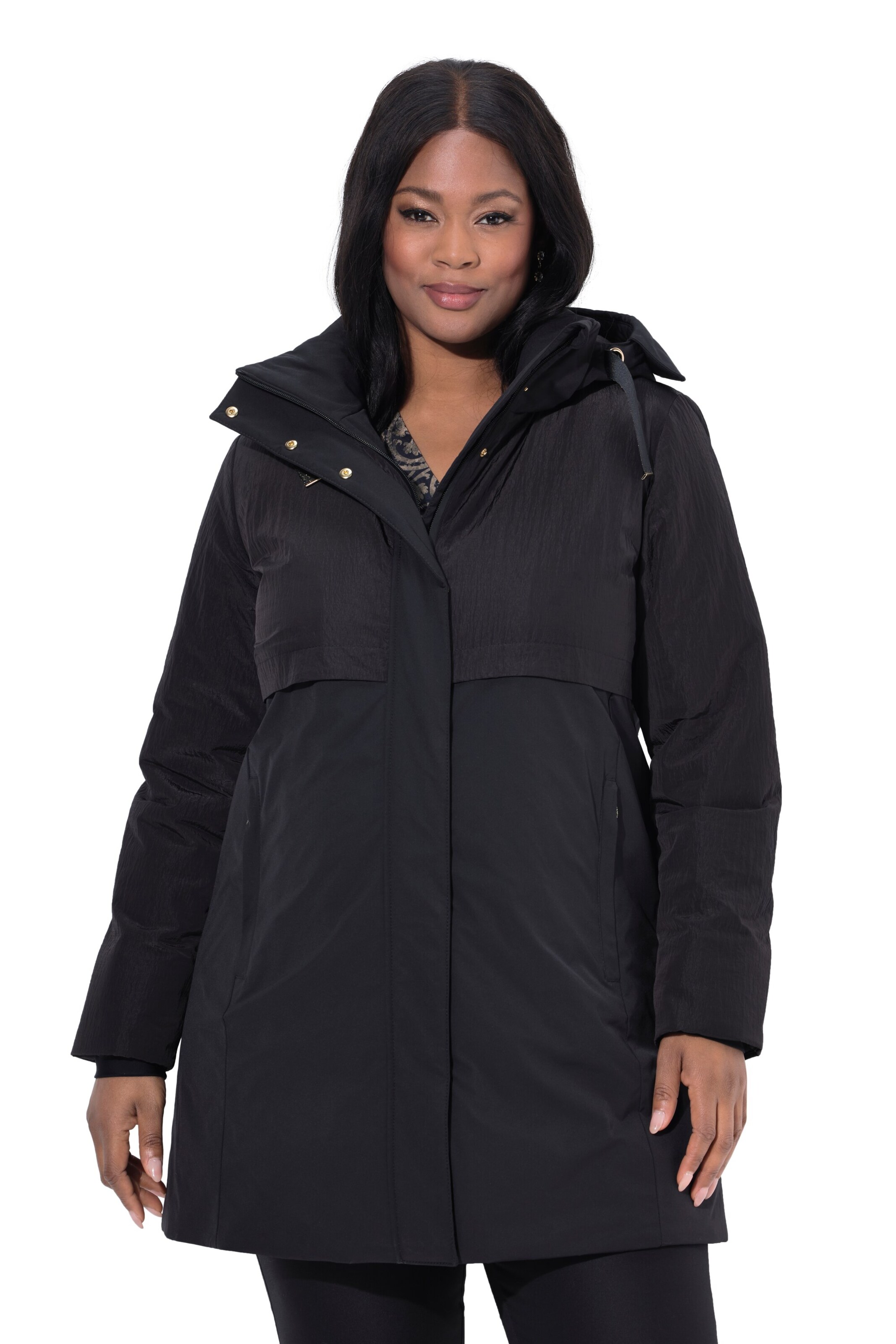 Ulla Popken Weatherproof jacket in Black: front