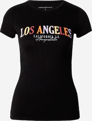 AÉROPOSTALE - Camisa 'LOS ANGELES CALIFORNIA' em preto: frente