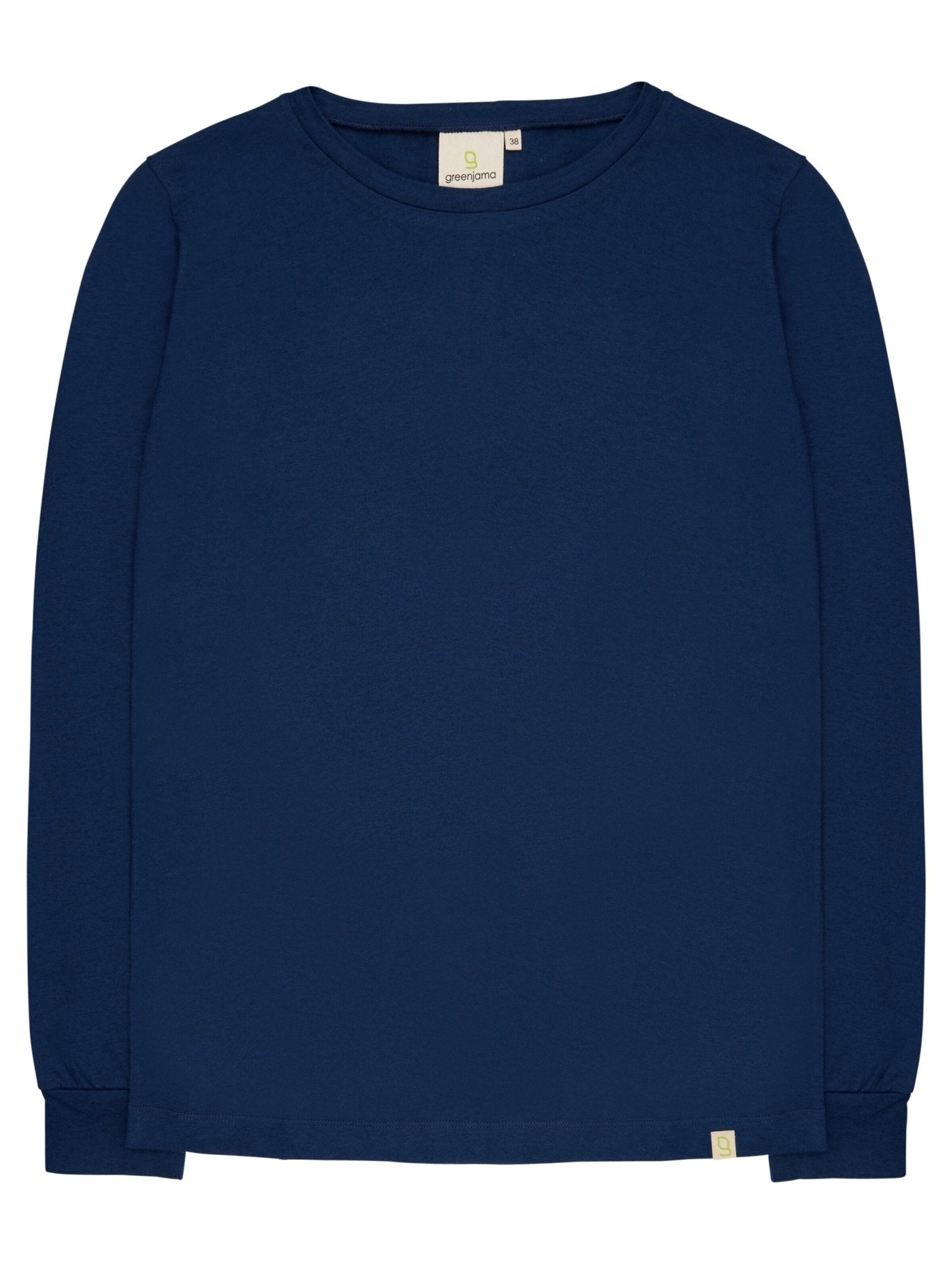 greenjama Pajama Shirt 'Langarm-Shirt mit Woll-Anteil und Bündchen' in Blue: front