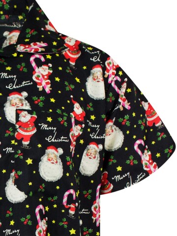 King Kameha Regular Fit Hemd 'Christmas Candycane'‌‌‌‌‌‌‌‌ in Schwarz