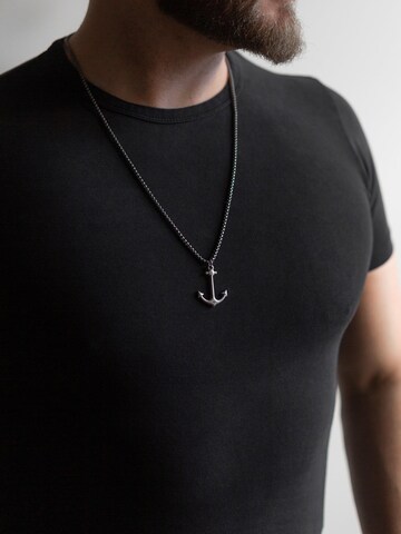 Akitsune Necklace 'Portus Anchor Pendant / Necklace Antique Silver 70 cm' in Silver