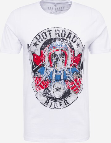 Tricou 'HOT ROAD' de la Key Largo pe alb: față