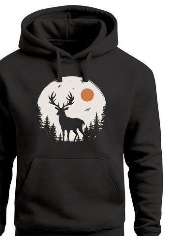 Neverless Sweatshirt 'Wald Hirsch'‌‌‌‌‌‌‌ in Schwarz