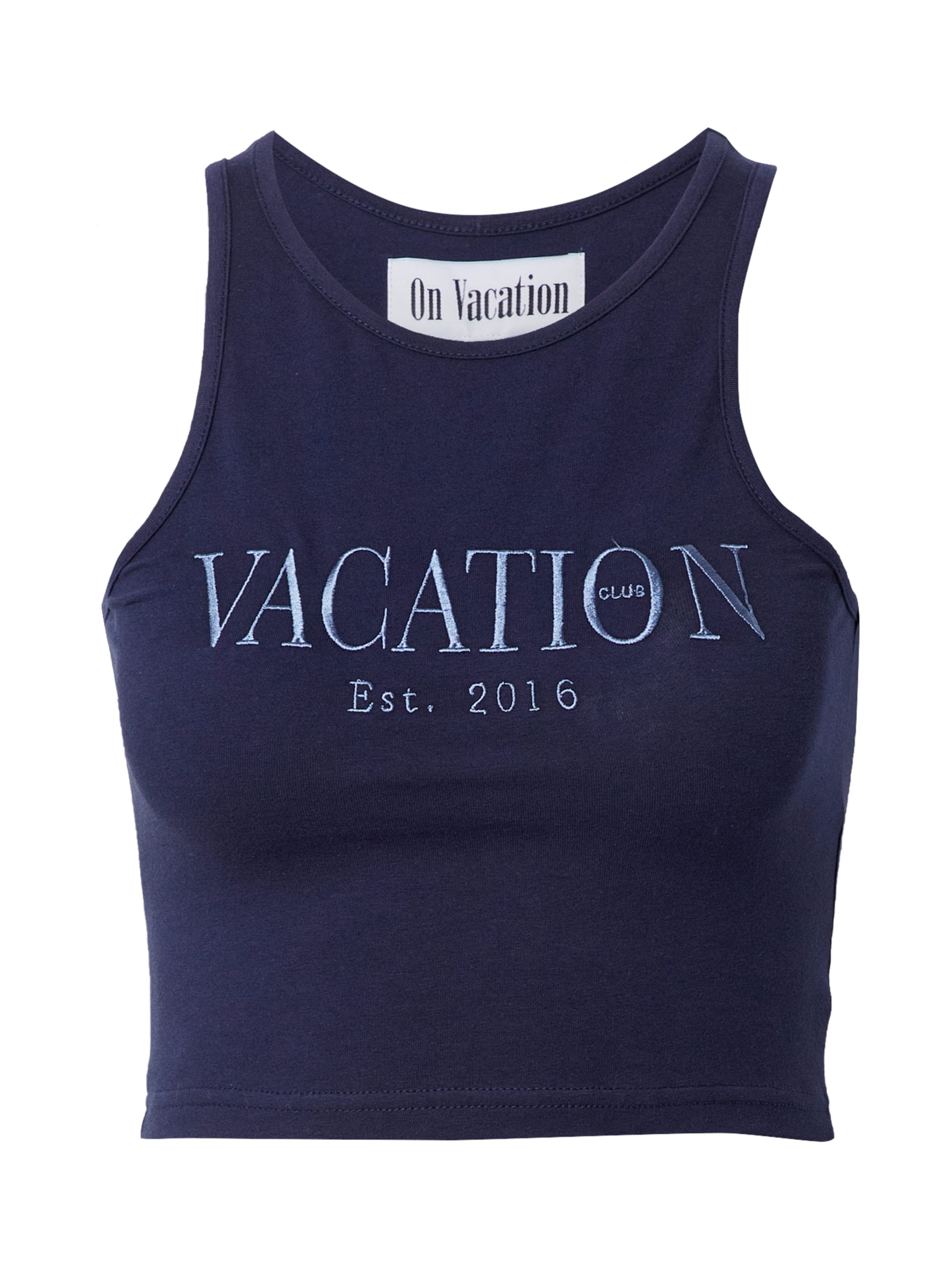 On Vacation Top in Blue: front