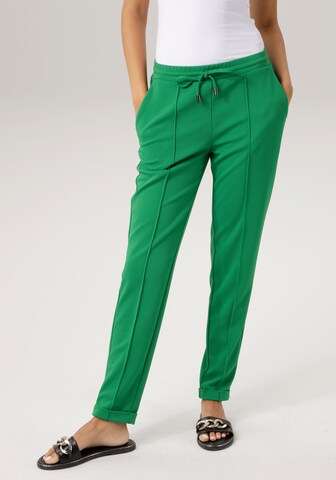 Aniston CASUAL Regular Pleated Pants in Green: front