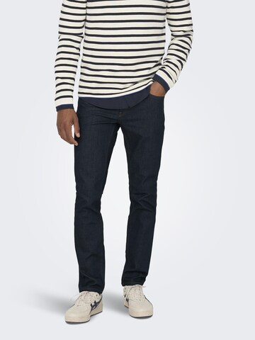 Coupe slim Jean Only & Sons en bleu : devant