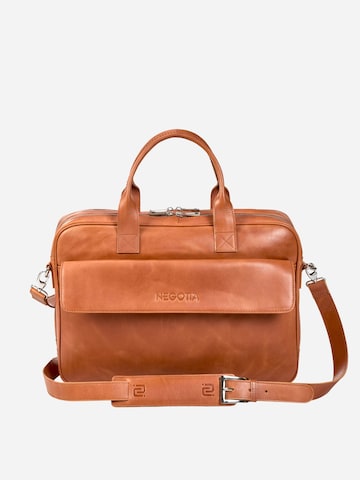 NEGOTIA Leather Laptop bag 'Orden' in Brown: front