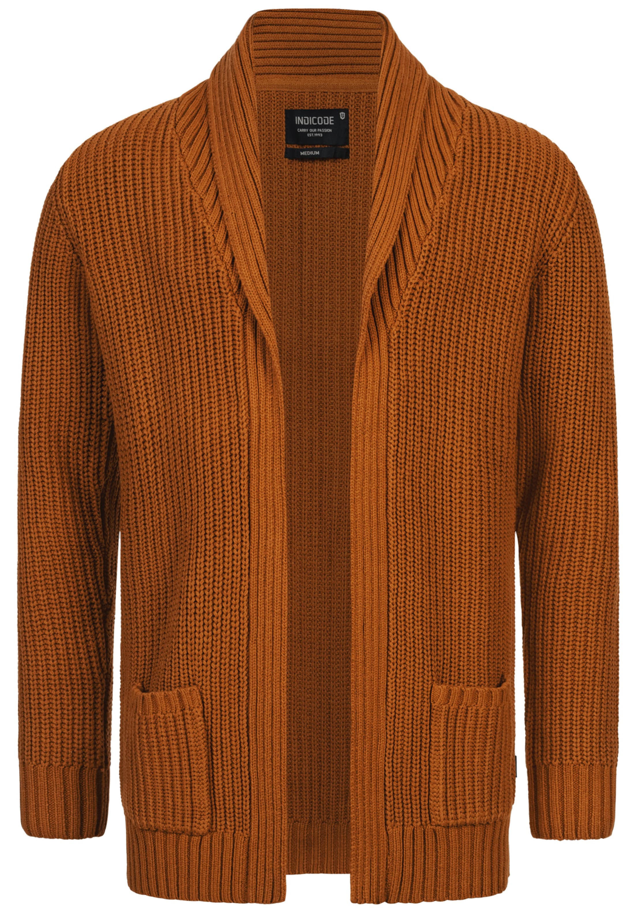 INDICODE JEANS Strickjacke in Braun: Vorderseite