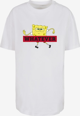 F4NT4STIC Oversized shirt 'Spongebob Schwammkopf WHATEVER' in Wit: voorkant