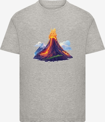 T-Shirt 'Vulkanausbruch' F4NT4STIC en gris : devant