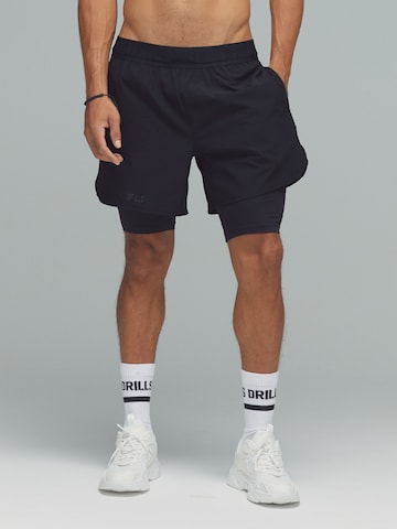 DRILLS Apparel Regular Sports trousers 'XFUNCTION 2-in-1 Shorts' in Black: front