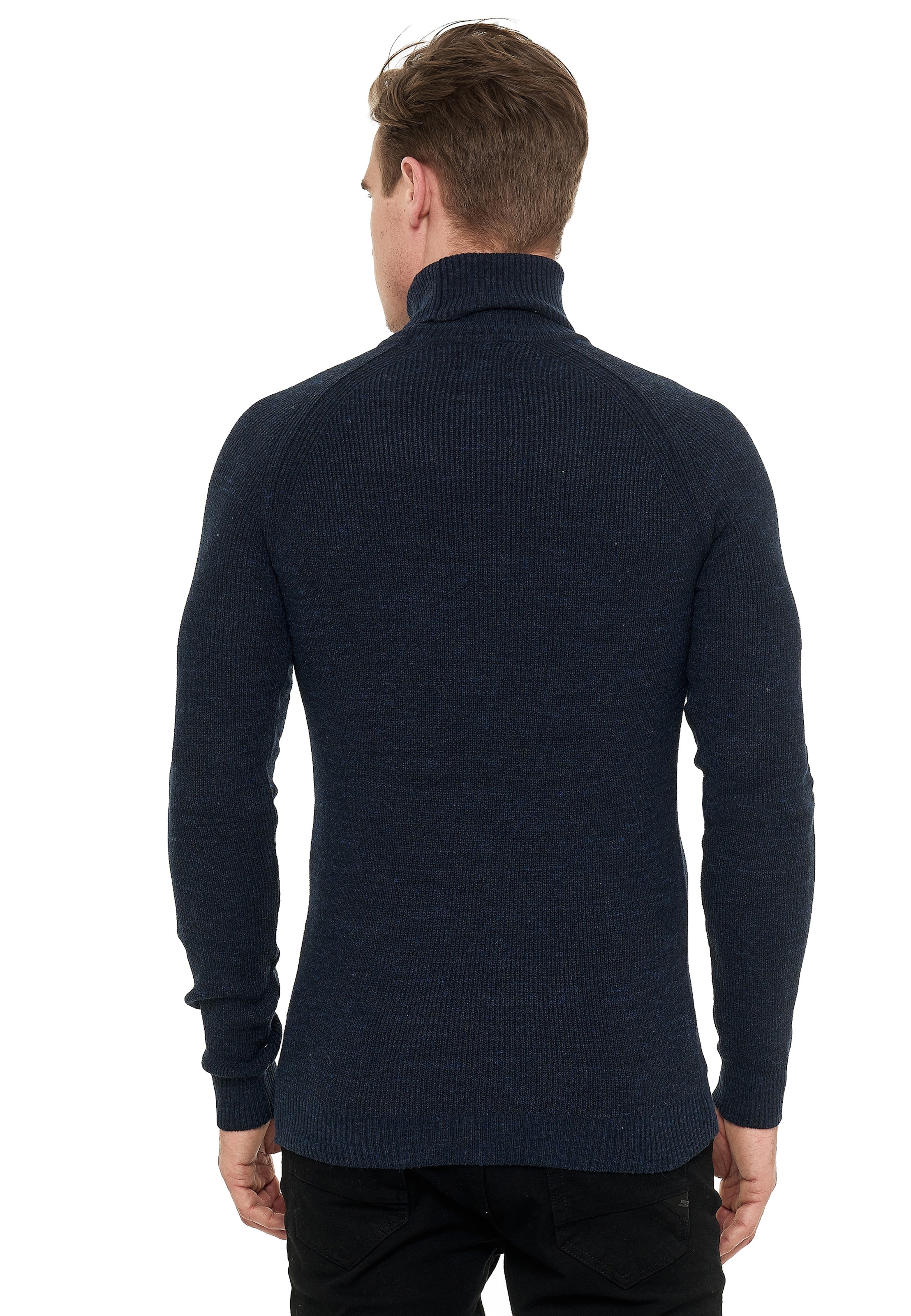 Rusty Neal Pullover mit stilvollem Rollkragen in Blau