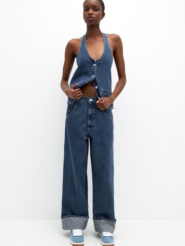 Wide Leg Jean Pull&Bear en bleu