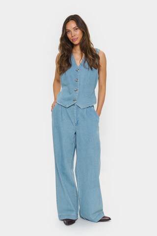 SAINT TROPEZ Wide leg Bandplooibroek 'JaclynSZ' in Blauw