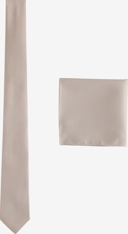 Next Set: Krawatte und Einstecktuch in Beige: Vorderseite