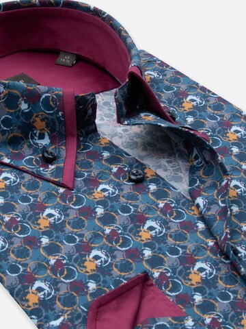 7Camicie Slim fit Zakelijk overhemd 'Sport Poplin Stretch Man Shirt Blue Yellow' in Blauw