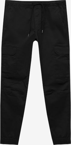 Pull&Bear Tapered Cargo trousers in Black: front