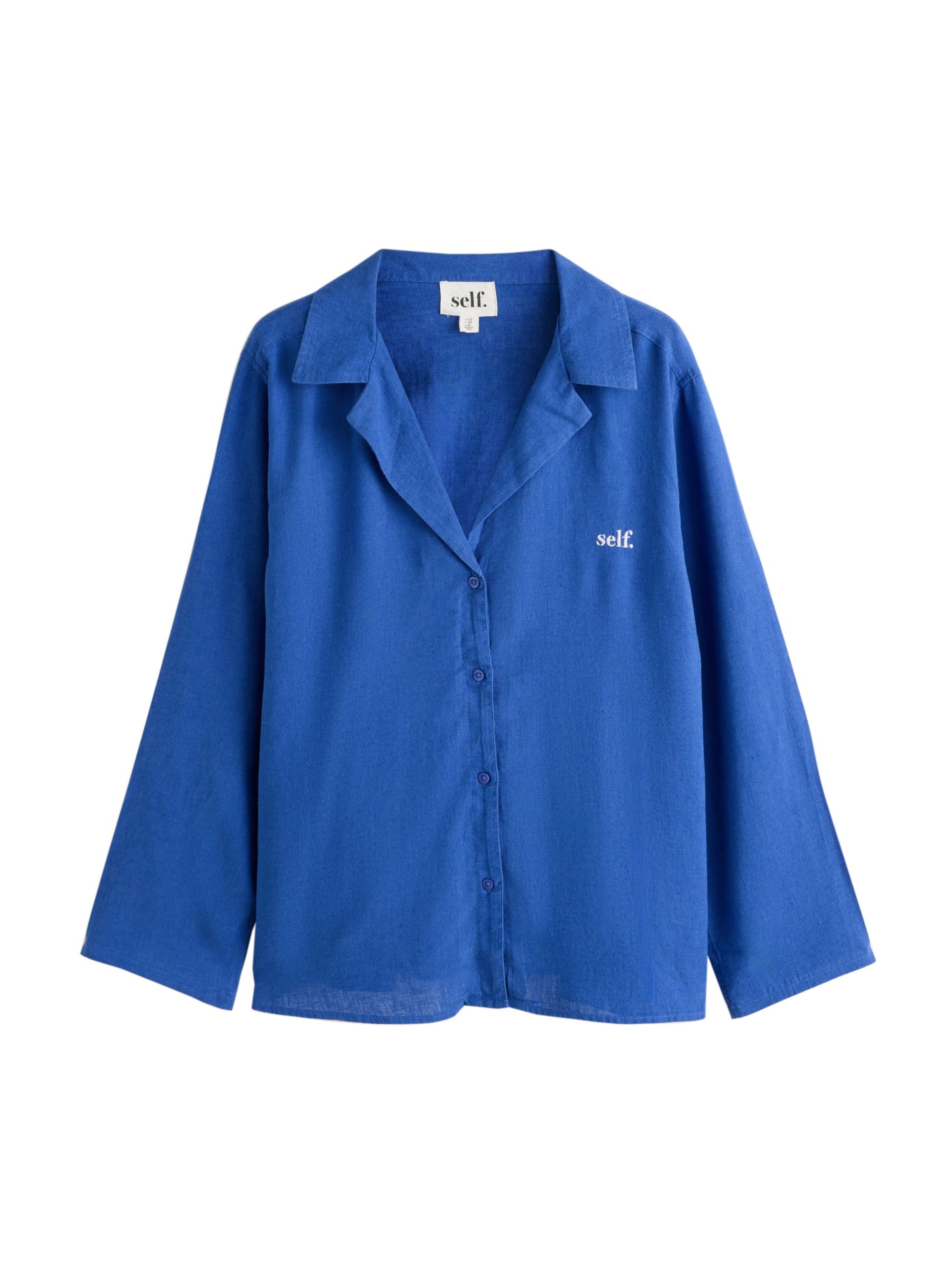 self. Blouse in Blauw: voorkant