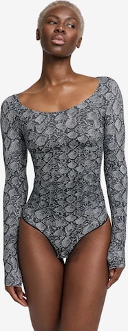 cfab (formerly creamy fabrics) Shaping Bodysuit 'Bodysuit Sculpting Shapewear Longsleeve mit Slip' in Grey: front